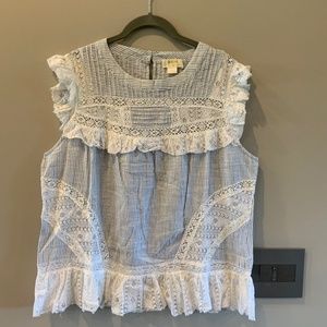 MAEVE ANTHROPOLOGIE TOP BLUE LACE BOHO